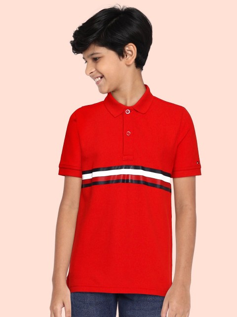 Tommy Hilfiger Boys Red & Navy Blue Striped BB LATAM Pure Organic Cotton Polo T-shirt
Tommy Hilfiger Boys Red & Navy Blue Striped BB LATAM Pure Organic Cotton Polo T-shirt