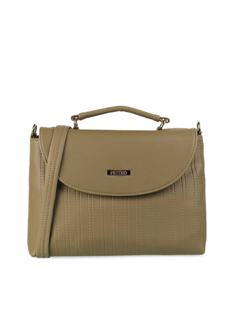 Metro Olive Green Textured PU Structured Sling Bag