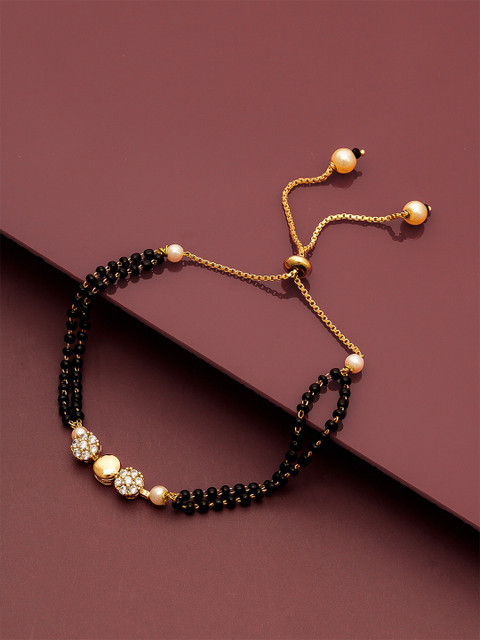 aadita Women Black Brass American Diamond Handcrafted Gold-Plated Mangalsutra Bracelet
aadita Women Black Brass American Diamond Handcrafted Gold-Plated Mangalsutra Bracelet