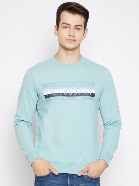 Octave Men Sea Green Typography Printed T-shirt