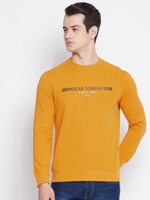 Octave Men Mustard Yellow Typography T-shirt