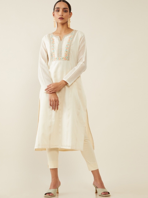 Soch Women Cream-Coloured Yoke Design Yoke Design Keyhole Neck Thread Work Chanderi Silk Chanderi Silk Kurta
Soch Women Cream-Coloured Yoke Design Yoke Design Keyhole Neck Thread Work Chanderi Silk Chanderi Silk Kurta