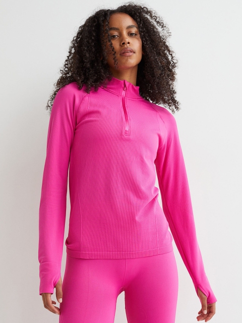 H&M Woman Pink Ribbed seamless sports top