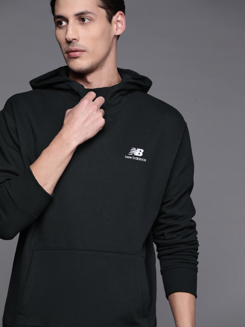 New Balance Men Black Hooded Sweatshirt