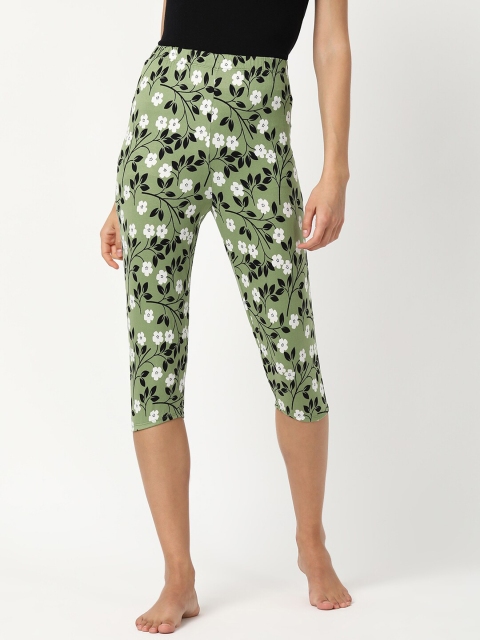 V2 Value & Variety Women Olive Printed Capris
