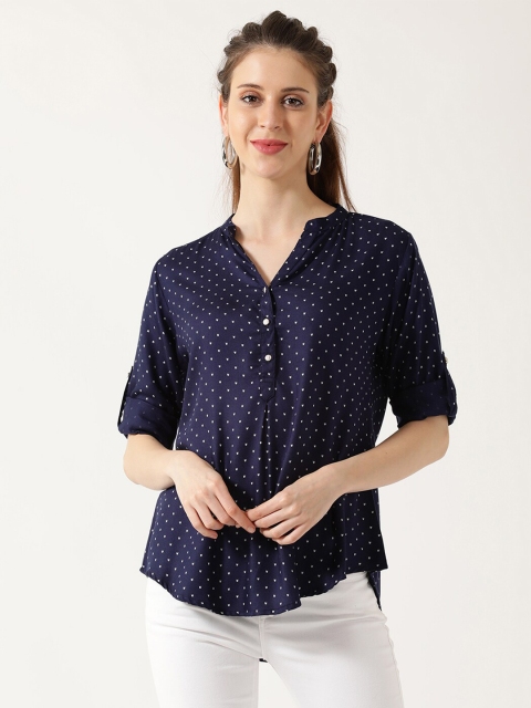 V2 Value & Variety Navy Blue & White Mandarin Collar Roll-Up Sleeves Denim Shirt Style Top
V2 Value & Variety Navy Blue & White Mandarin Collar Roll-Up Sleeves Denim Shirt Style Top