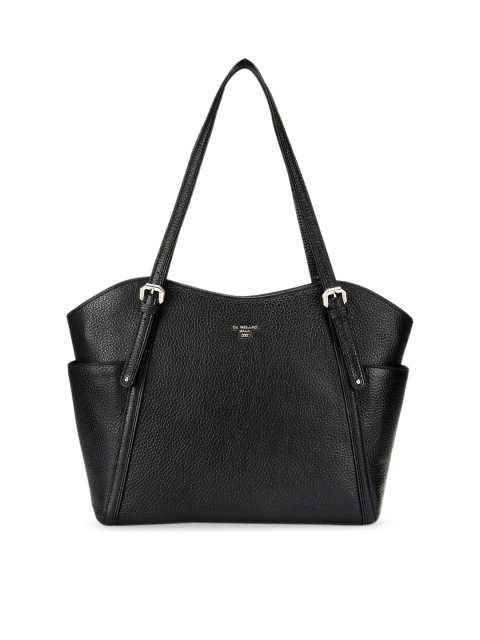 Da Milano Black Leather Oversized Structured Shoulder Bag