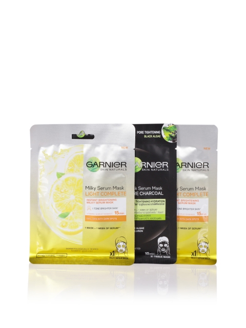 Garnier Set of 2 Light Complete Milky Serum Sheet Mask & 1 Charcoal Black Serum Sheet Mask, Yellow
Garnier Set of 2 Light Complete Milky Serum Sheet Mask & 1 Charcoal Black Serum Sheet Mask, Yellow