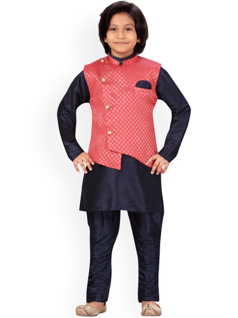 LITTLE MAFIA BY Aarika Boys Pink & Navy Blue Regular Pure Silk Kurta Set & Nehru Jacket
LITTLE MAFIA BY Aarika Boys Pink & Navy Blue Regular Pure Silk Kurta Set & Nehru Jacket