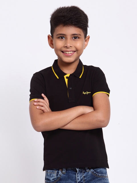 Pepe Jeans Boys Black Polo Collar T-shirt