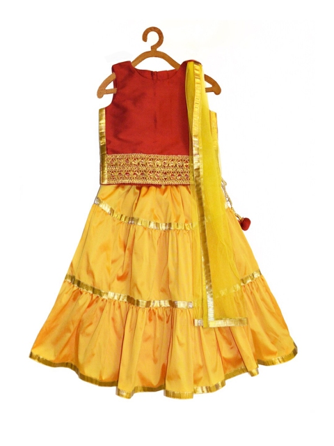 A.T.U.N. Girls Yellow & Red Embroidered Ready to Wear Lehenga & Blouse With Net Dupatta
A.T.U.N. Girls Yellow & Red Embroidered Ready to Wear Lehenga & Blouse With Net Dupatta