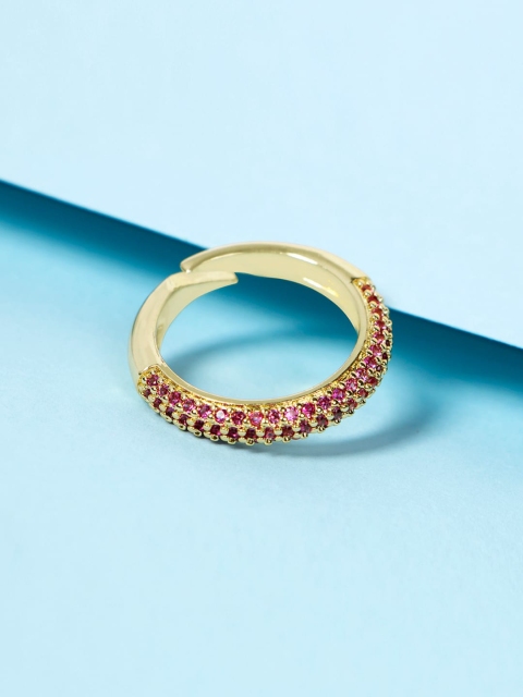Mikoto by FableStreet Gold-Plated & Magenta-Pink Cubic Zirconia-Studded Adjustable Finger Ring
Mikoto by FableStreet Gold-Plated & Magenta-Pink Cubic Zirconia-Studded Adjustable Finger Ring