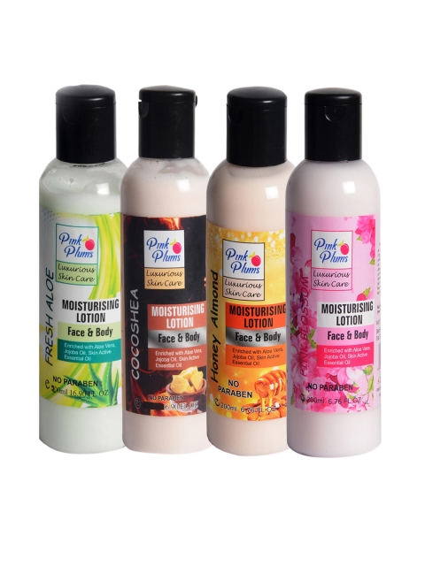 Pink Plums Unisex Aloevera Cocoshea Almond Blossom Body Lotion Pack of 4 200 ml each, Multi
Pink Plums Unisex Aloevera Cocoshea Almond Blossom Body Lotion Pack of 4 200 ml each, Multi