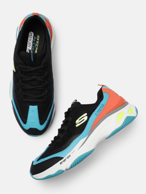 Skechers Men Black Leather Energy Racer Swift Sneakers