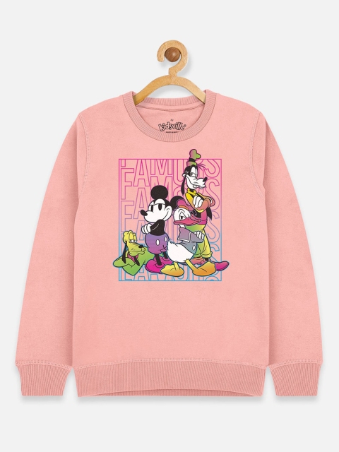 Kids Ville Mickey & Friends Boys Pink Printed Sweatshirt