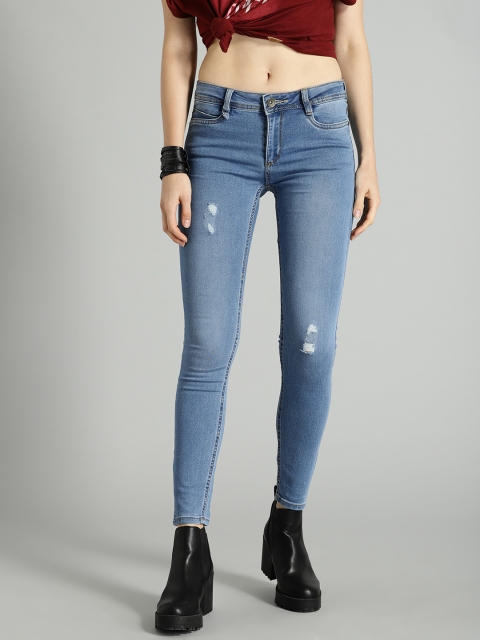 Roadster Women Blue Slim Fit Mid-Rise Low Distress Stretchable Jeans