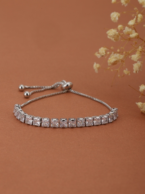 Carlton London Women Silver-Toned Brass Cubic Zirconia Handcrafted Rhodium-Plated Link Bracelet
Carlton London Women Silver-Toned Brass Cubic Zirconia Handcrafted Rhodium-Plated Link Bracelet