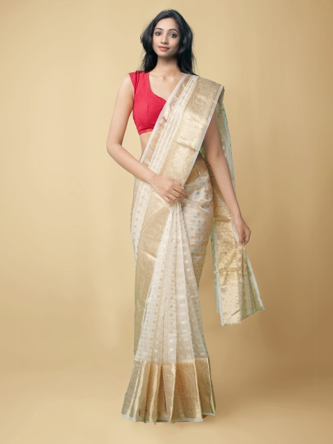 Unnati Silks Women Cream-Coloured & Gold-Toned Pure Handloom Organza Tissue Sustainable Saree
Unnati Silks Women Cream-Coloured & Gold-Toned Pure Handloom Organza Tissue Sustainable Saree