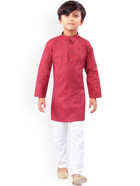 Nakshi by Yug Boys Maroon Pure Cotton Kurta with Pyjamas