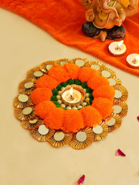 TIED RIBBONS Orange & Gold Diwali Decoartion Artificial Flower Tealight Candle Holder
TIED RIBBONS Orange & Gold Diwali Decoartion Artificial Flower Tealight Candle Holder