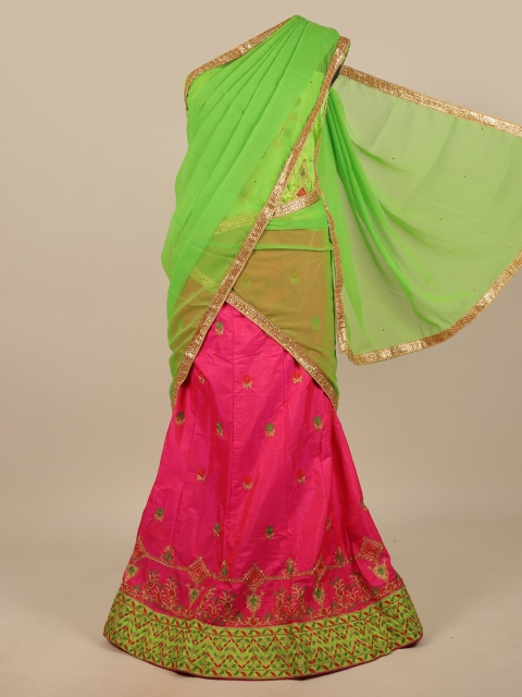 Pothys Green & Pink Embroidered Thread Work Unstitched Lehenga & Blouse With Dupatta
Pothys Green & Pink Embroidered Thread Work Unstitched Lehenga & Blouse With Dupatta