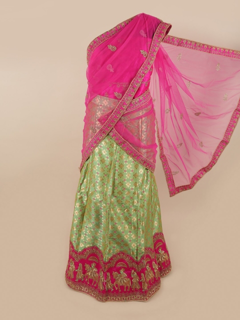 Pothys Pink & Fluorescent Green Embroidered Unstitched Lehenga & Blouse With Dupatta
Pothys Pink & Fluorescent Green Embroidered Unstitched Lehenga & Blouse With Dupatta
