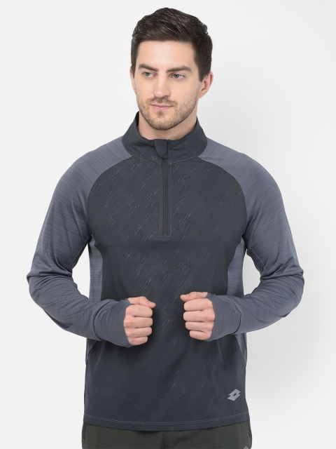 Lotto Men Grey High Neck T-shirt