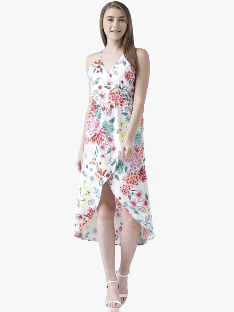 DODO & MOA White Floral Crepe Midi Dress