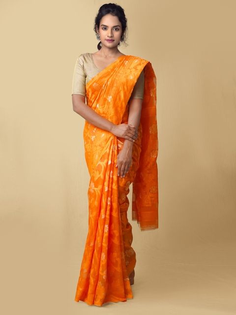 Unnati Silks Women Orange & Gold-Toned Pure Handloom Dhaka Jamdhani Bengal Cotton Silk Sustainable Saree
Unnati Silks Women Orange & Gold-Toned Pure Handloom Dhaka Jamdhani Bengal Cotton Silk Sustainable Saree