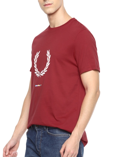 Fred Perry Men Red Printed T-shirt