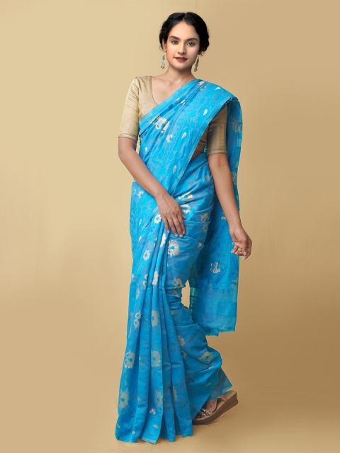 Unnati Silks Women Blue & Gold-Toned Pure Handloom Dhaka Jamdhani Bengal Cotton Silk Sustainable Saree
Unnati Silks Women Blue & Gold-Toned Pure Handloom Dhaka Jamdhani Bengal Cotton Silk Sustainable Saree