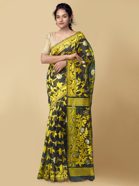 Unnati Silks Women Black & Yellow Pure Handloom Dhaka Jamdhani Bengal Cotton Silk Sustainable Saree
Unnati Silks Women Black & Yellow Pure Handloom Dhaka Jamdhani Bengal Cotton Silk Sustainable Saree