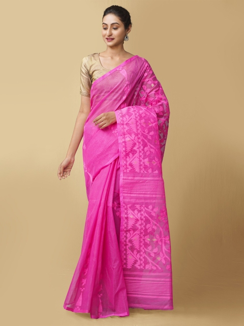 Unnati Silks Women Pink & Gold-Toned Pure Handloom Bengal Tant Cotton Sustainable Saree
Unnati Silks Women Pink & Gold-Toned Pure Handloom Bengal Tant Cotton Sustainable Saree