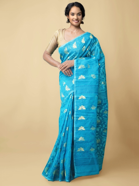 Unnati Silks Women Blue & Gold-Toned Pure Handloom Bengal Tant Cotton Sustainable Saree
Unnati Silks Women Blue & Gold-Toned Pure Handloom Bengal Tant Cotton Sustainable Saree