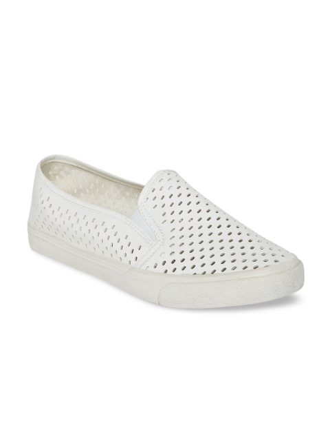 Forever Glam by Pantaloons Women White Perforations Slip-On Sneakers