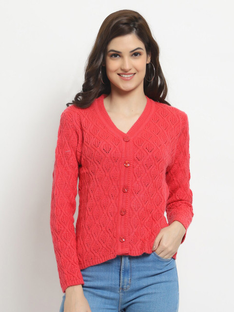 HALTON HILLS Women Red Self Design Pure Acrylic Cardigan
HALTON HILLS Women Red Self Design Pure Acrylic Cardigan