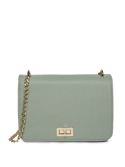 Lavie Green Solid PU Regular Structured Sling Bag