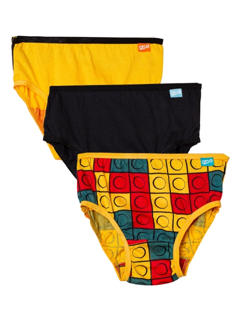 You Got Plan B Girls Pack Of 3 Printed Pure Cotton Basic Briefs, Black