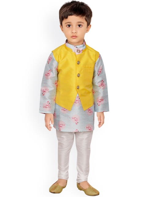 Ridokidz Boys Yellow & Blue Ethnic Motifs Printed Layered Kurta With Trousers & Waist Coat
Ridokidz Boys Yellow & Blue Ethnic Motifs Printed Layered Kurta With Trousers & Waist Coat