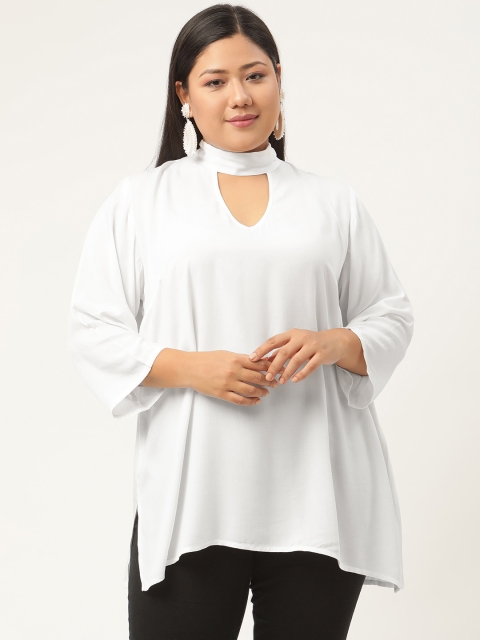 Revolution White Keyhole Neck Regular Plus Size Top