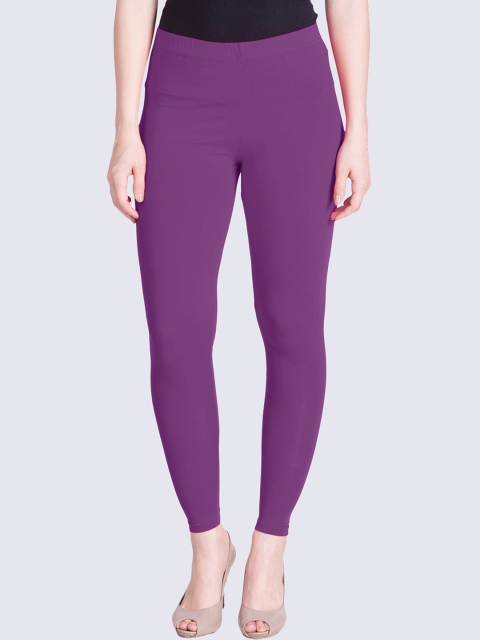 LYRA Women Purple Solid Ankle-Length Leggings