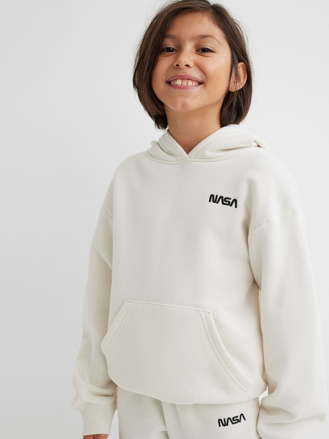 H&M Girls White Oversized hoodie