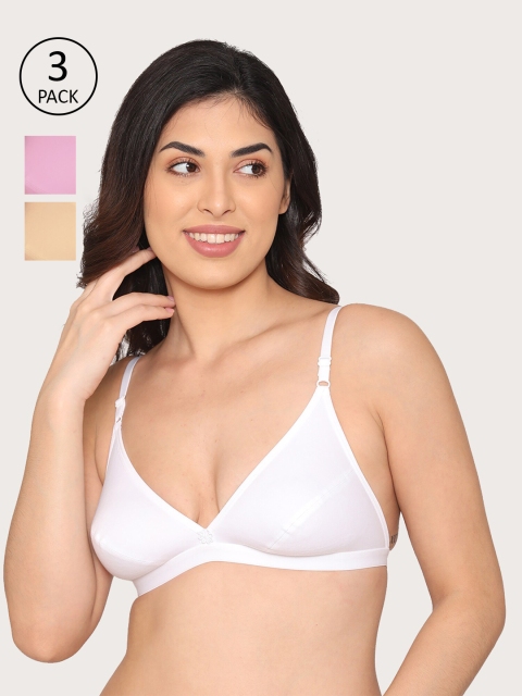 Kalyani Set-3 Pink & White Plunge Bra