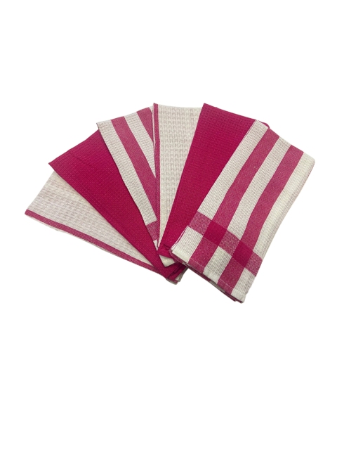 Lushomes Pack of 6 Red Cotton Waffle Kitchen Towels