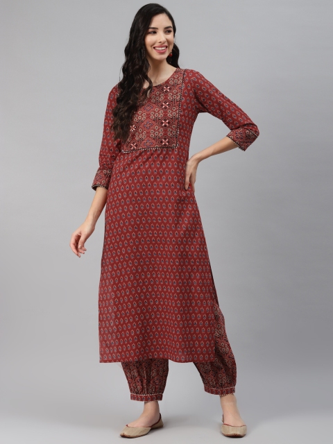 Silai Bunai Women Red Ethnic Motifs Printed Regular Mirror Work Pure Cotton Kurta with Salwar
Silai Bunai Women Red Ethnic Motifs Printed Regular Mirror Work Pure Cotton Kurta with Salwar