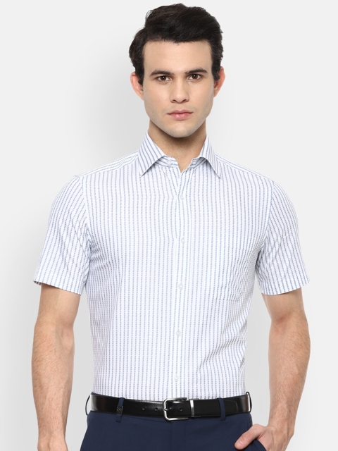 Louis Philippe Men White Opaque Striped Formal Shirt