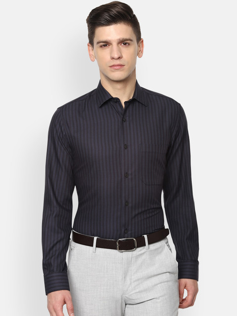 Louis Philippe Men Navy Blue Slim Fit Opaque Striped Formal Shirt 
Louis Philippe Men Navy Blue Slim Fit Opaque Striped Formal Shirt