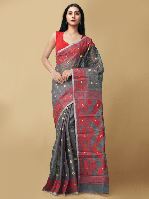 Unnati Silks Women Grey & Red Pure Handloom Dhaka Jamdhani Bengal Tant Cotton Sustainable Saree
Unnati Silks Women Grey & Red Pure Handloom Dhaka Jamdhani Bengal Tant Cotton Sustainable Saree