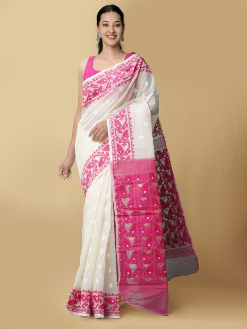 Unnati Silks Women Cream-Coloured & Magenta Pure Handloom Dhaka Jamdhani Bengal Tant Cotton Sustainable Saree
Unnati Silks Women Cream-Coloured & Magenta Pure Handloom Dhaka Jamdhani Bengal Tant Cotton Sustainable Saree