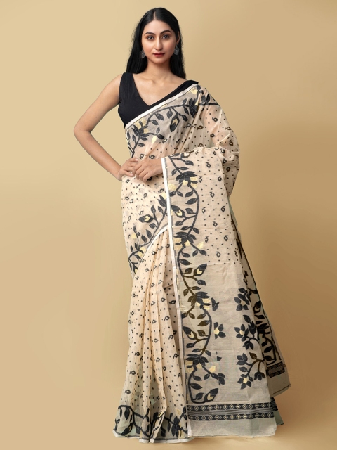 Unnati Silks Women Cream-Coloured & Black Pure Handloom Dhaka Jamdhani Bengal Tant Cotton Sustainable Saree
Unnati Silks Women Cream-Coloured & Black Pure Handloom Dhaka Jamdhani Bengal Tant Cotton Sustainable Saree